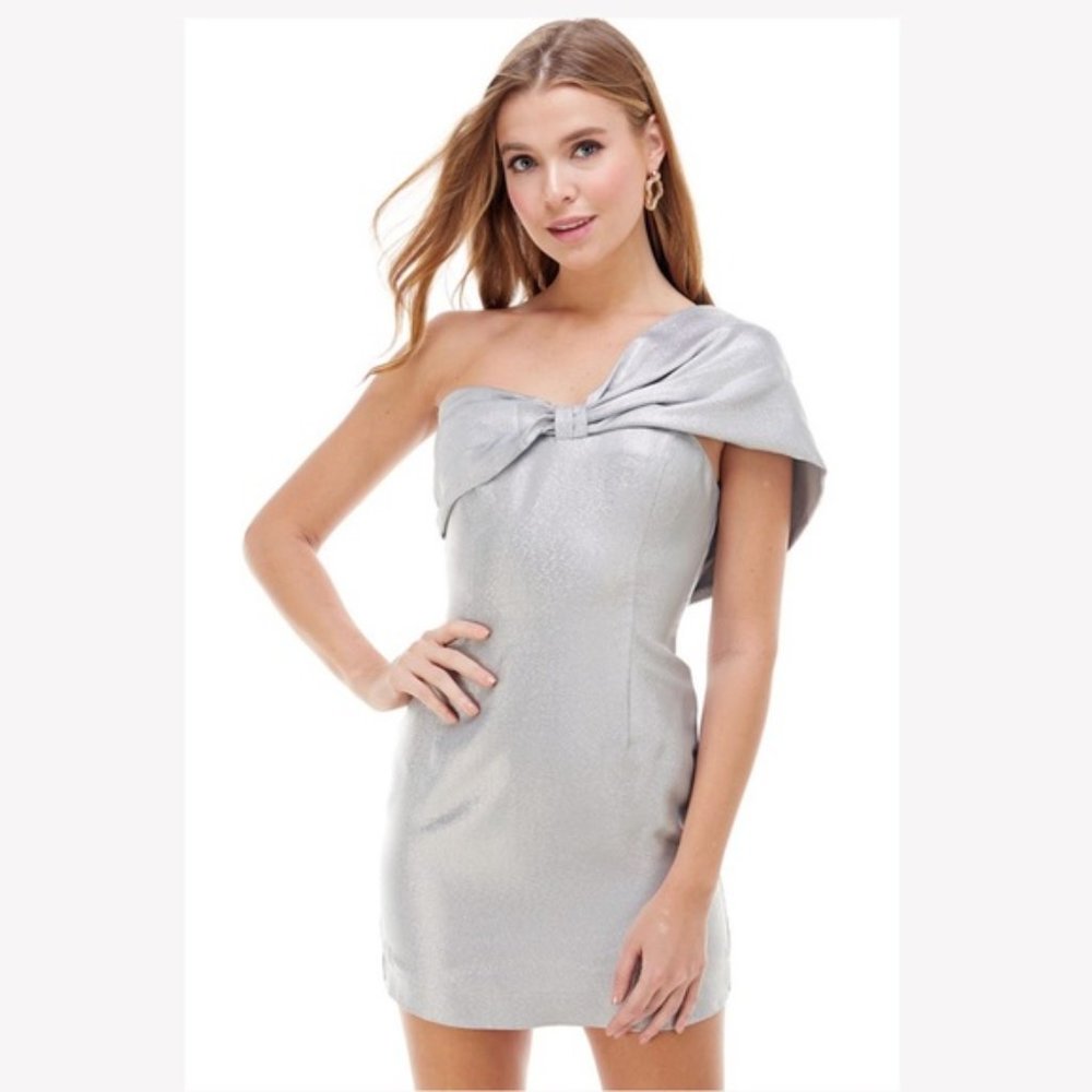 Silver Off The Shoulder Dress